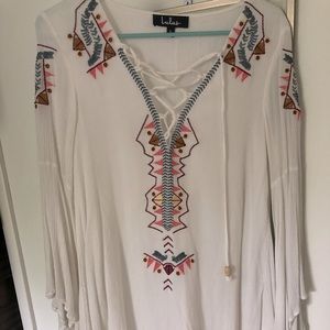 Lulus long flared sleeve mini tunic dress